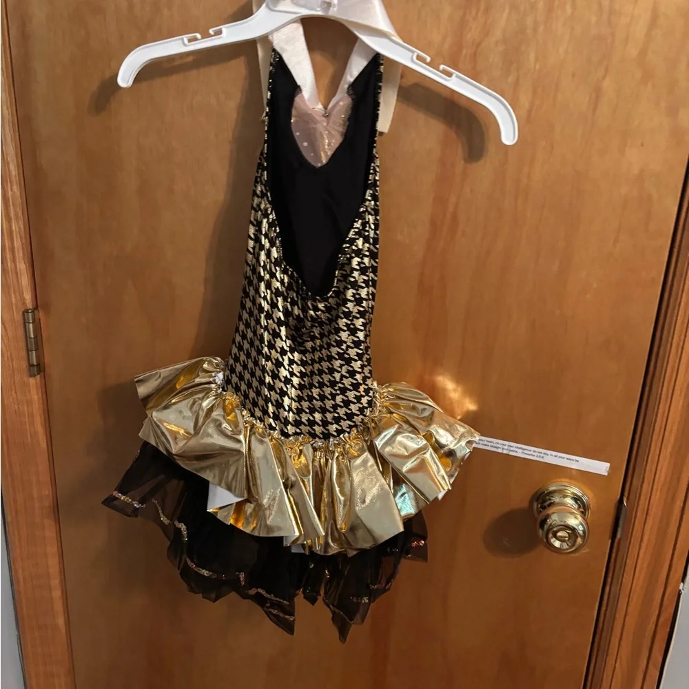 Black and Gold Dance Costume Child Large - Picture 4 of 9